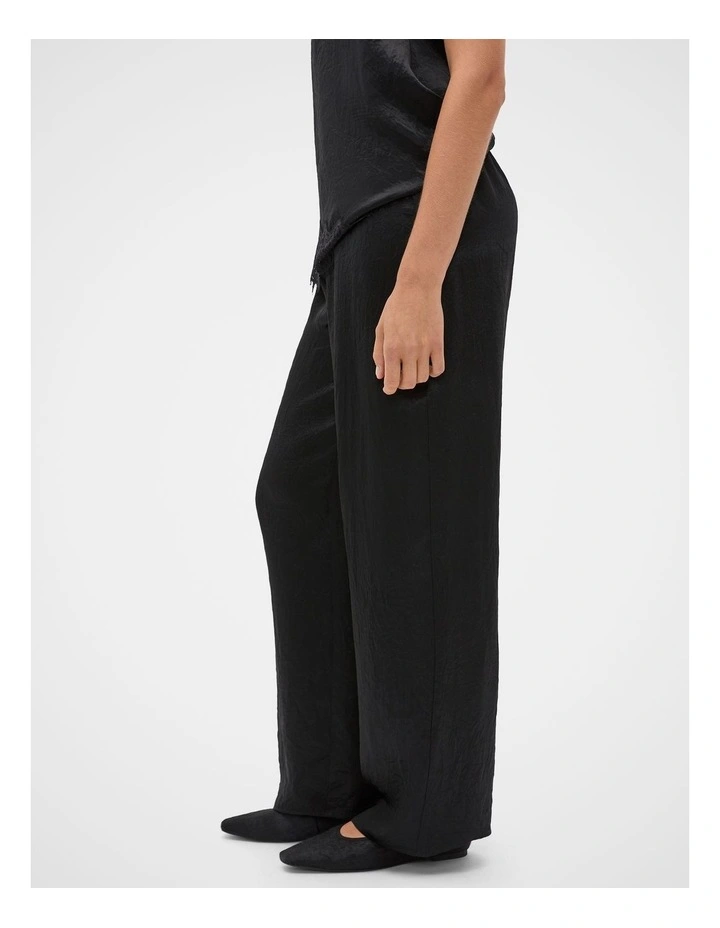 Crinkled Satin Pant in Black image 1
