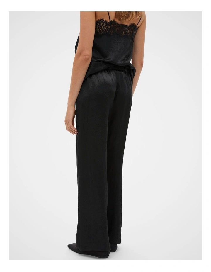 Crinkled Satin Pant in Black image 2