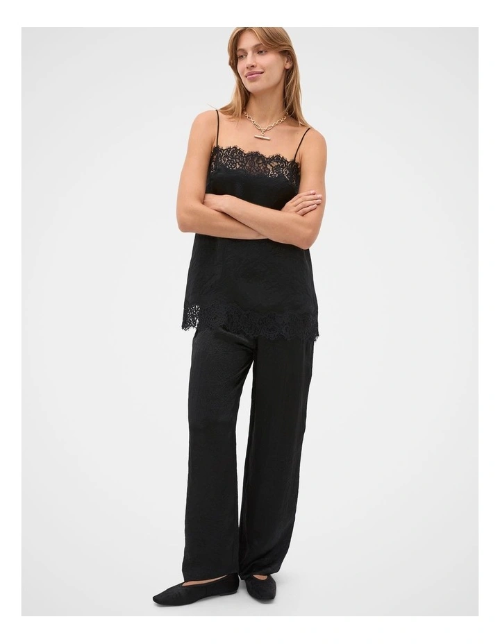 Crinkled Satin Pant in Black image 3