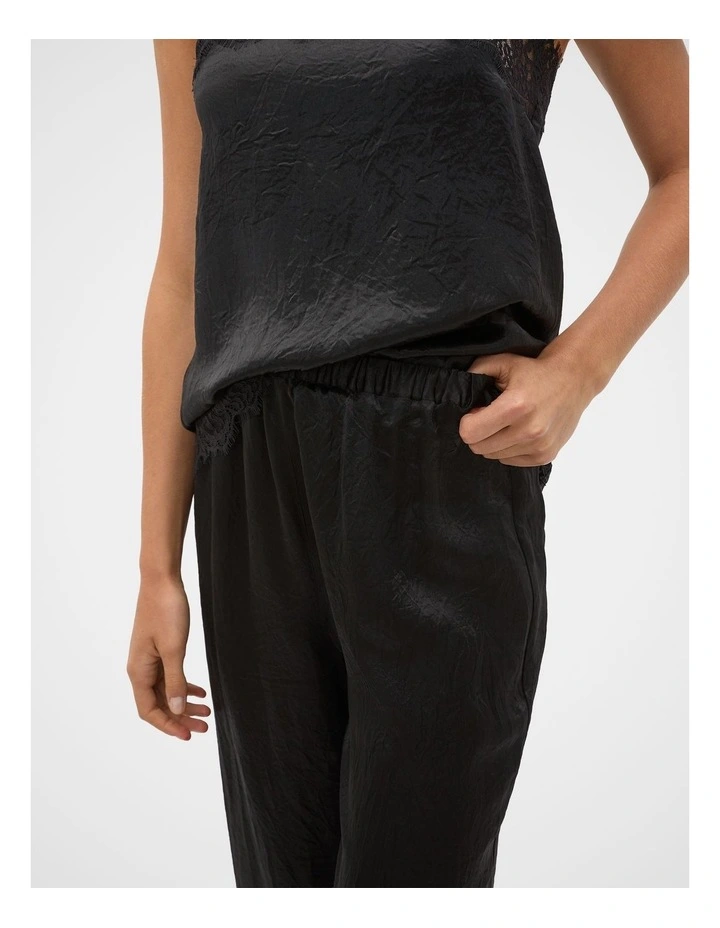 Crinkled Satin Pant in Black image 4