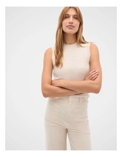 Brushed Wool Vest in Vanilla Cream Marle