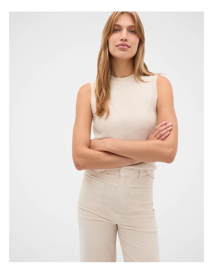 Brushed Wool Vest in Vanilla Cream Marle image 1