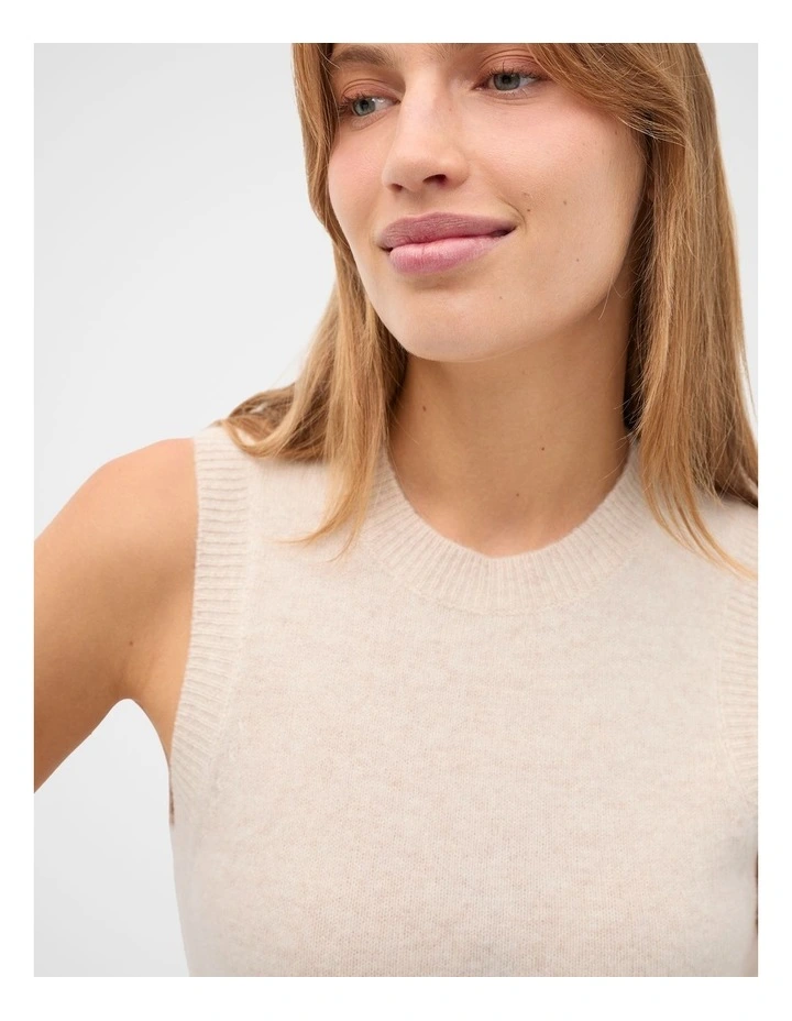 Brushed Wool Vest in Vanilla Cream Marle image 3