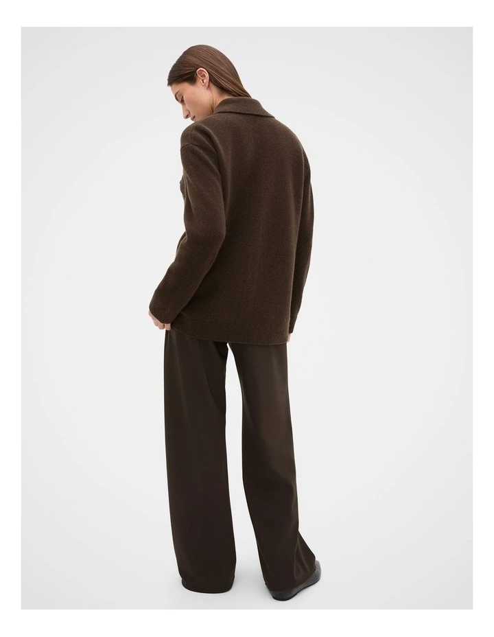 Brushed Wool Collared Cardigan in Coffee Bean image 2
