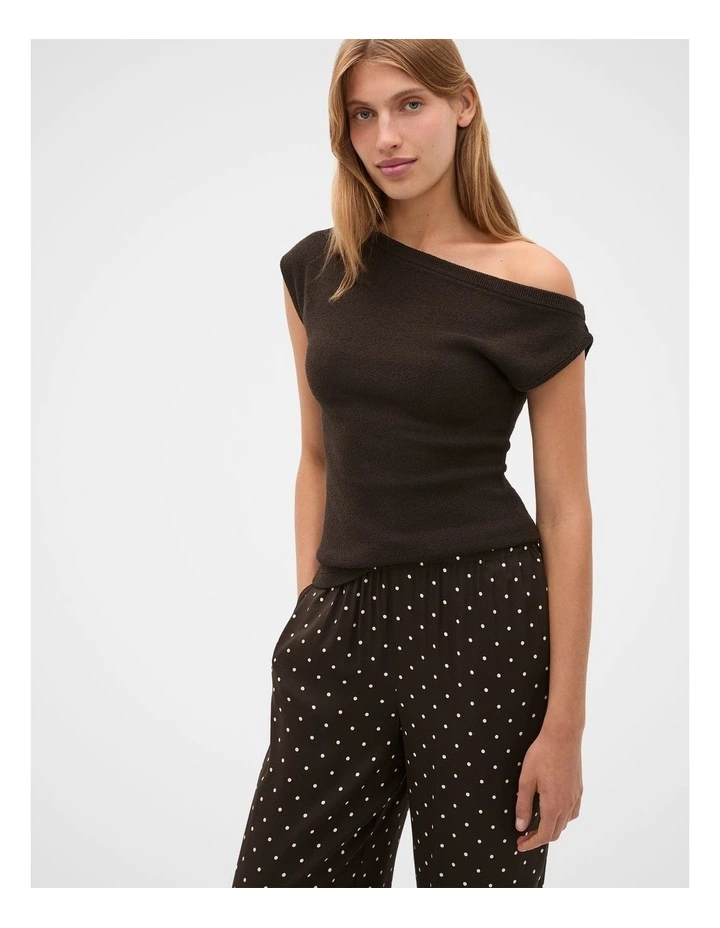 Drape Shoulder Knit in Coffee Bean image 4