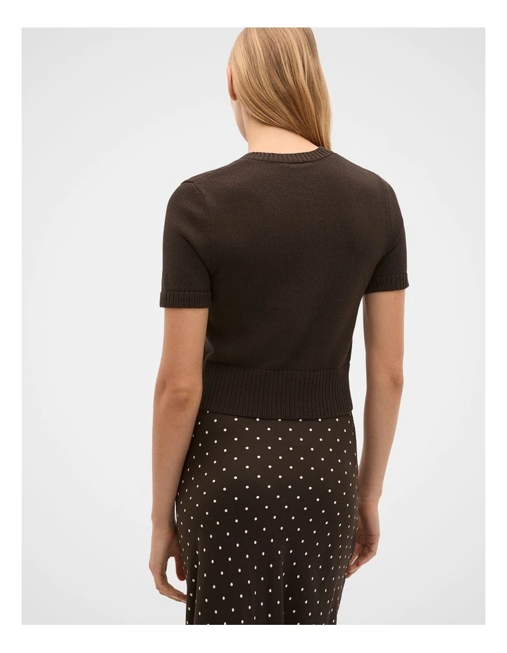 Textured Cotton Blend Cardigan in Coffee Bean image 2