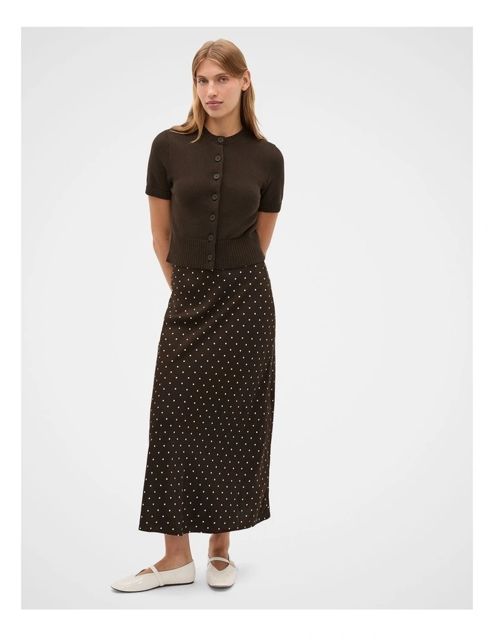 Textured Cotton Blend Cardigan in Coffee Bean image 4