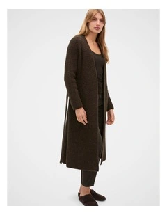 Luxe Fluffy Long Cardigan in Coffee Bean