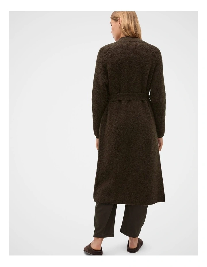 Luxe Fluffy Long Cardigan in Coffee Bean image 2