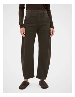 Twill Cotton Tapered Pant in Coffee Bean