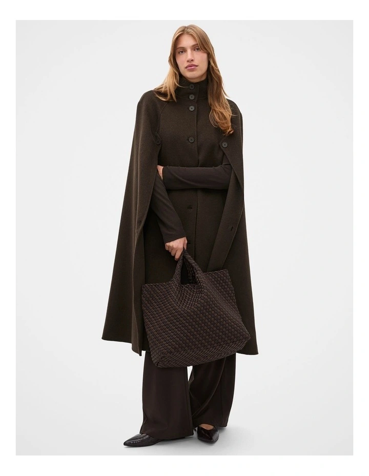 Woven Textured East West Tote in Coffee Bean image 2