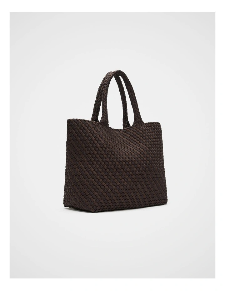 Woven Textured East West Tote in Coffee Bean image 3