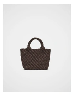 Woven Textured Crossbody Bag in Coffee Bean