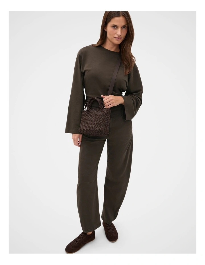 Woven Textured Crossbody Bag in Coffee Bean image 2