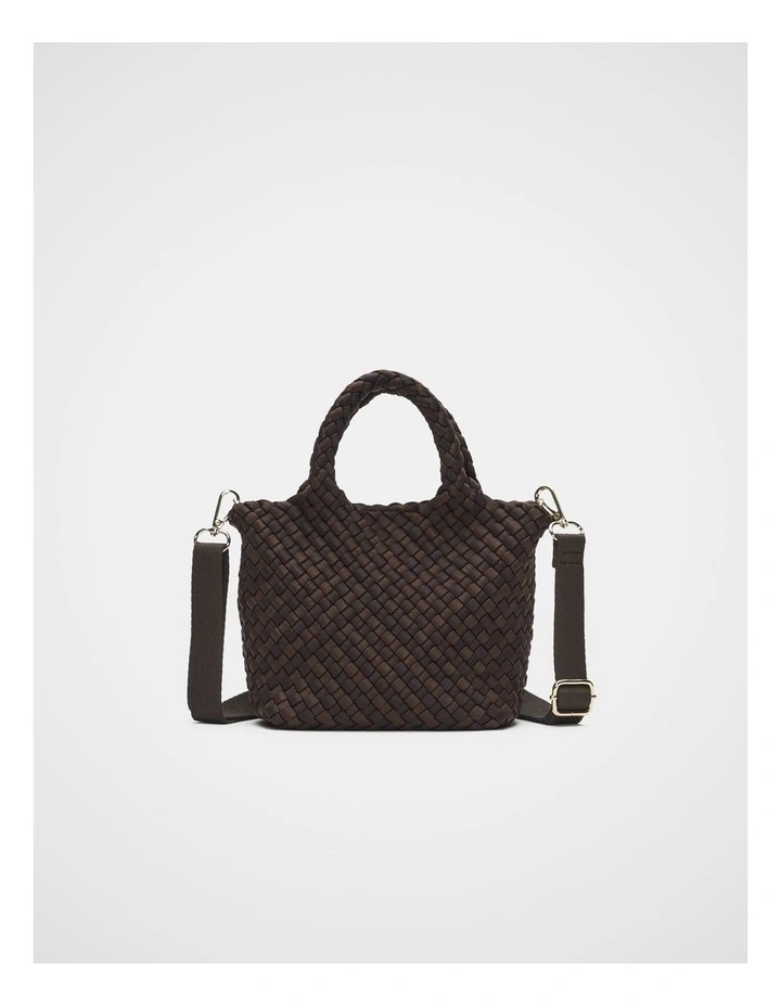 Woven Textured Crossbody Bag in Coffee Bean image 3