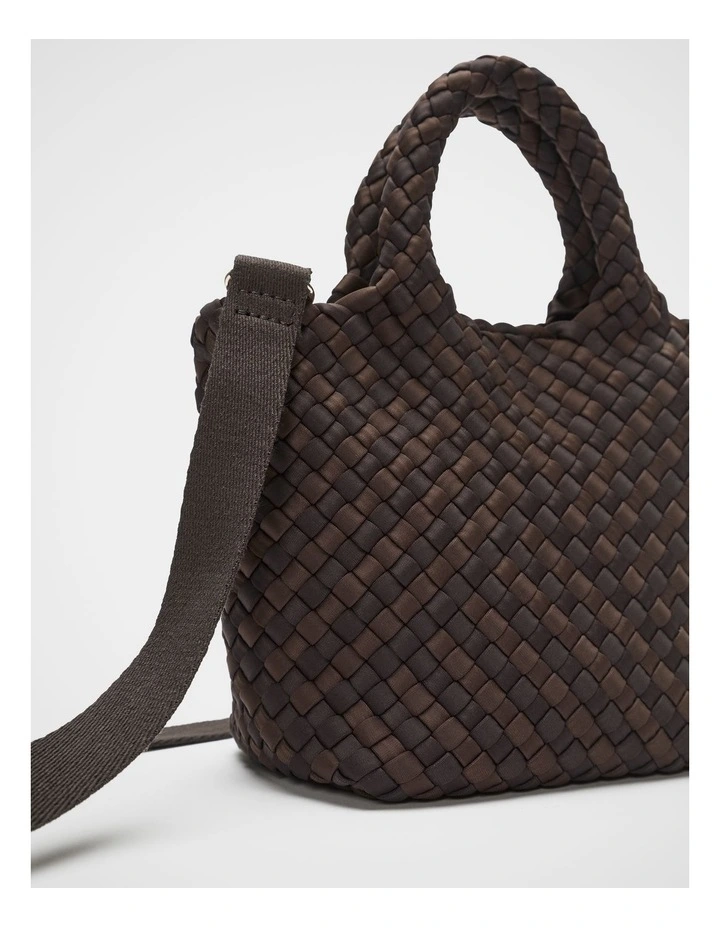 Woven Textured Crossbody Bag in Coffee Bean image 4
