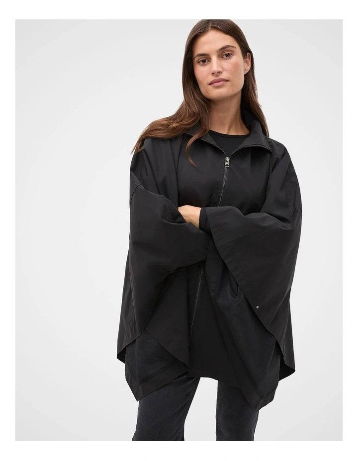Hooded Rain Cape in Black image 1