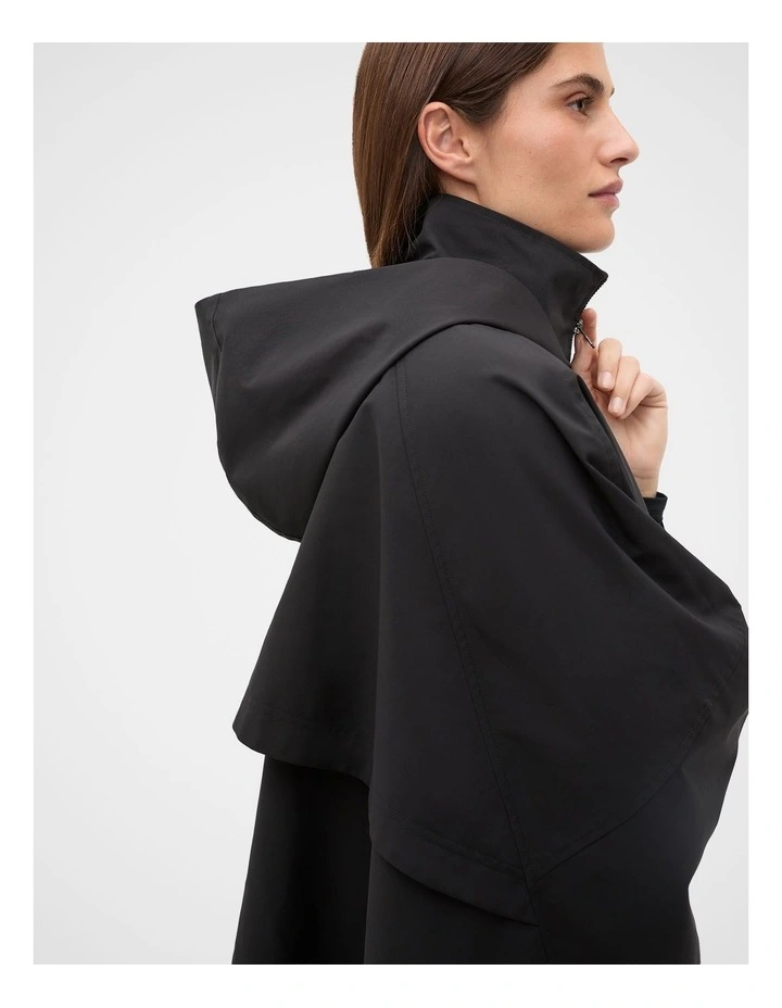 Hooded Rain Cape in Black image 3