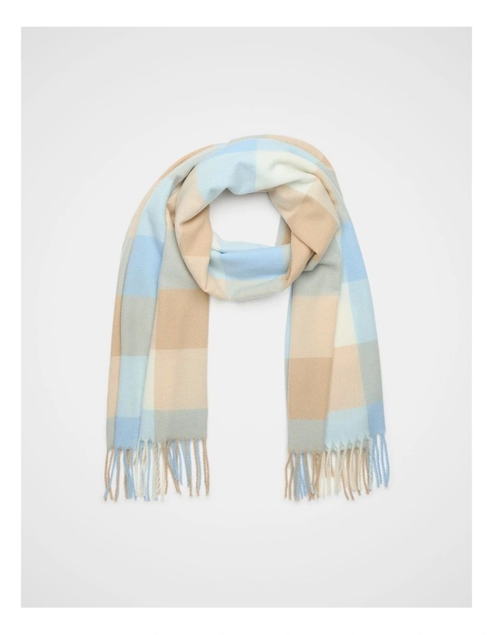 Check Scarf in Soft Blue Multi image 1