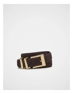Elle Square Buckle Belt in Chocolate Suede
