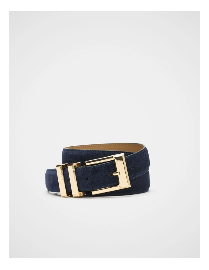 Elle Square Buckle Belt in Twilight Blue Suede image 1