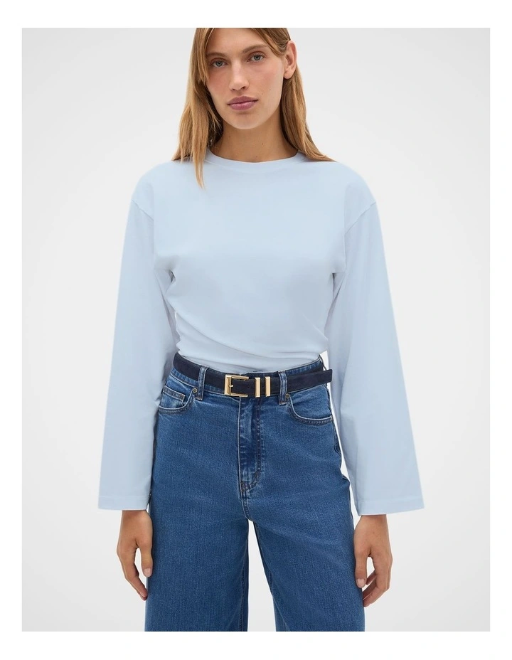 Elle Square Buckle Belt in Twilight Blue Suede image 2