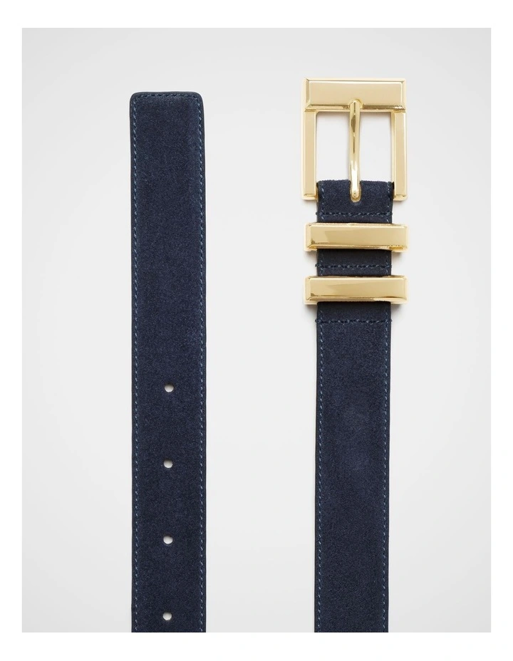 Elle Square Buckle Belt in Twilight Blue Suede image 3