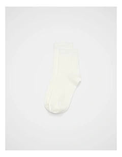 Wide Rib Quarter Crew Sock in Cream