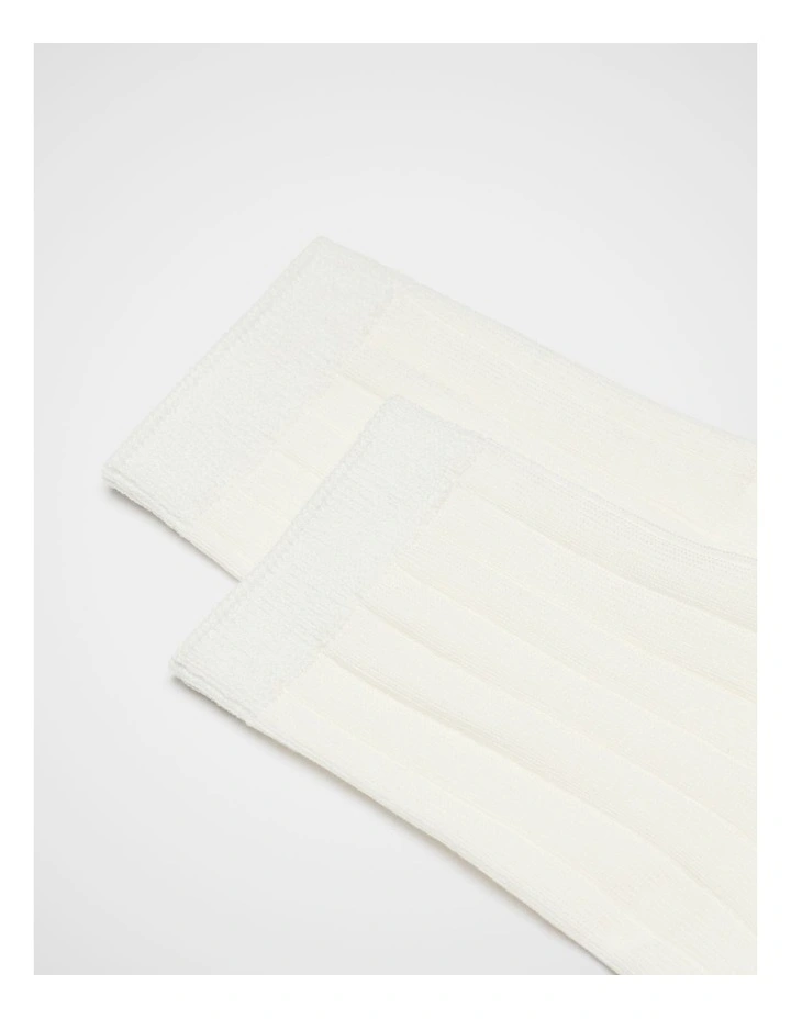 Wide Rib Quarter Crew Sock in Cream image 2