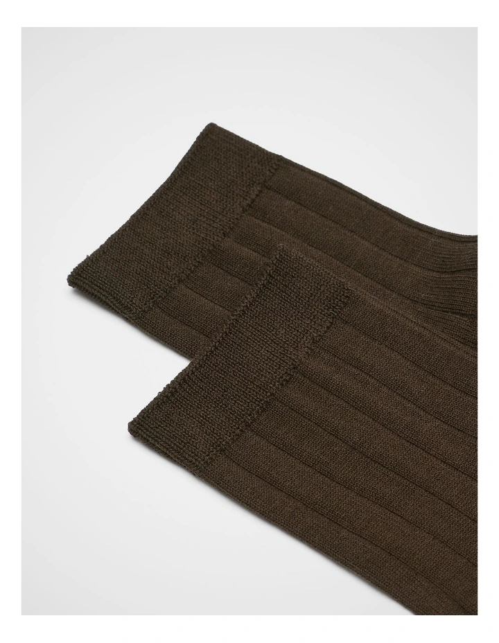 Wide Rib Quarter Crew Sock in Coffee Bean image 2