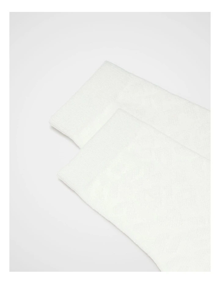 Ocelot Mesh Qtr Crew Sock in Cream image 2