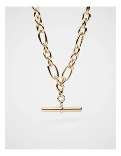 Large T Bar Necklace in Gold