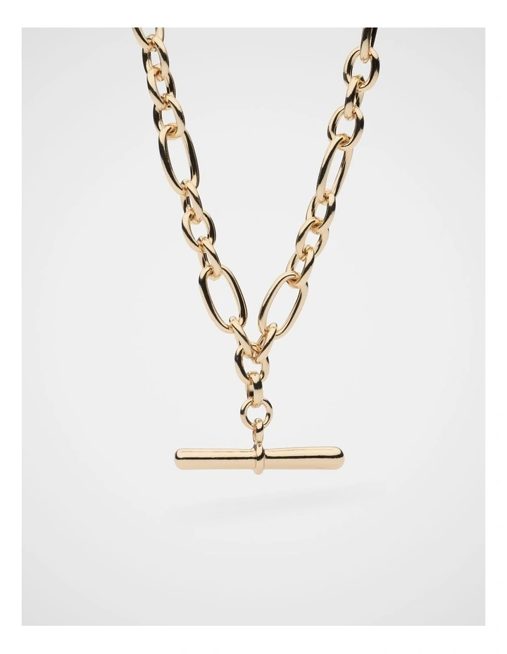 Large T Bar Necklace in Gold image 1