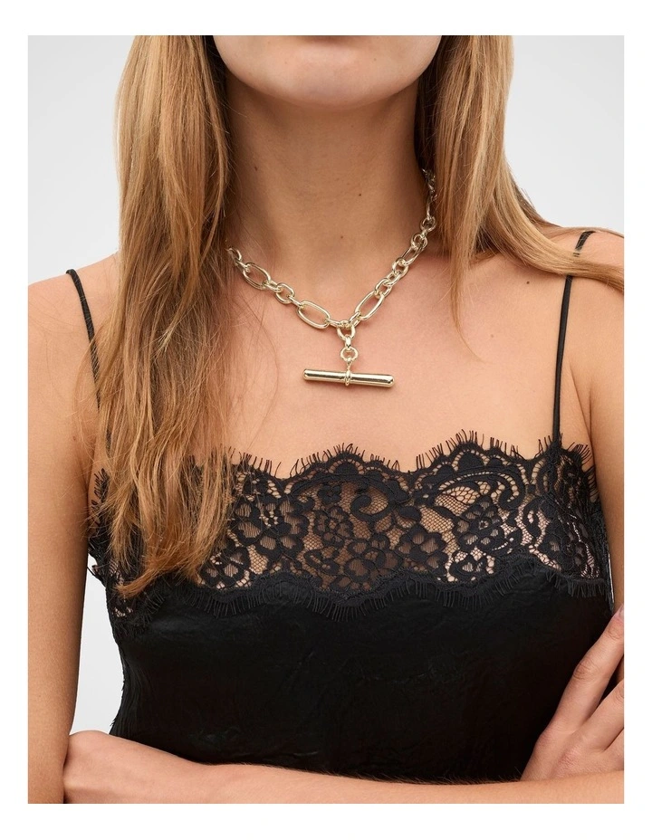 Large T Bar Necklace in Gold image 2