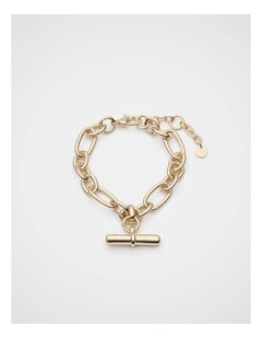 Large T Bar Bracelet in Gold