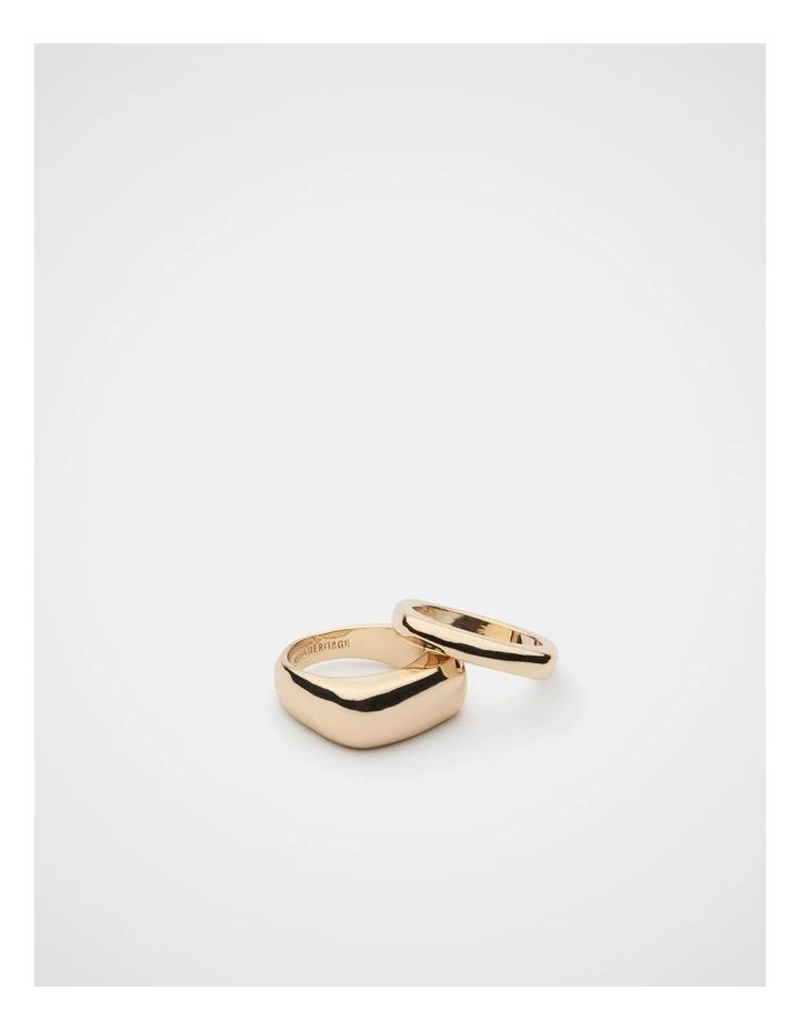 Square Ring Set in Gold image 1