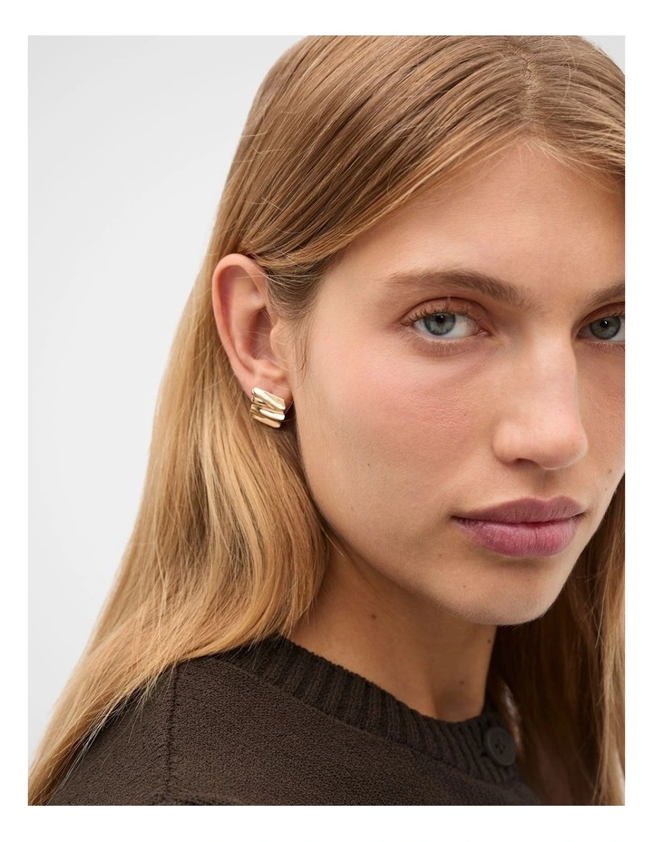 Square Molten Stud in Gold image 2