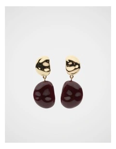 Pebble Drop Earring in Plum Red