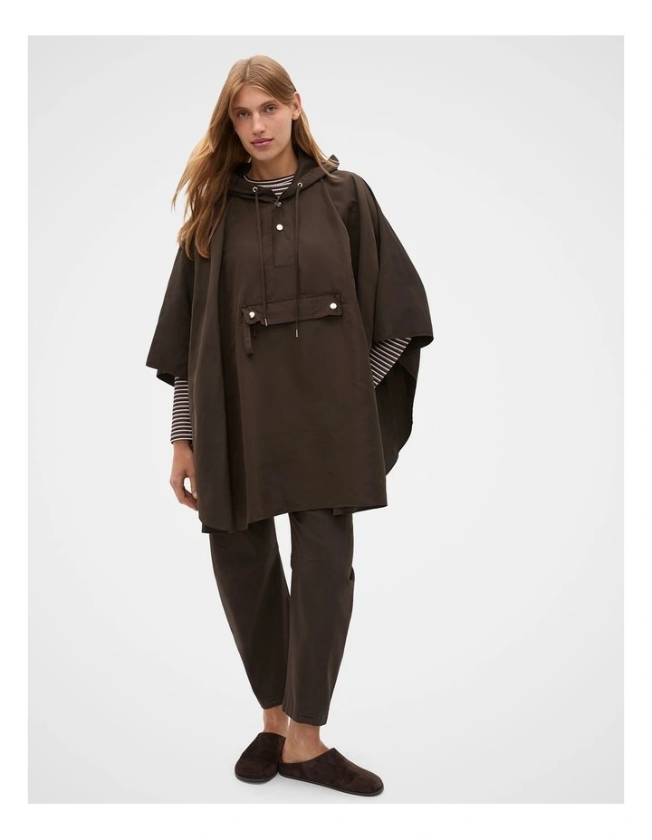 Packable Rain Poncho in Coffee Bean image 2