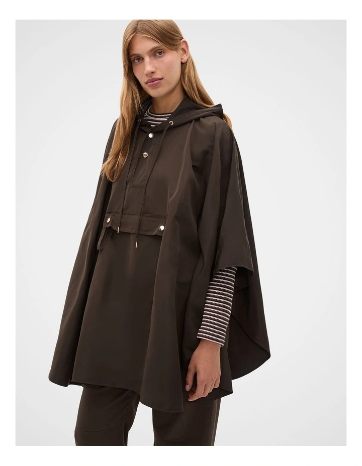 Packable Rain Poncho in Coffee Bean image 3