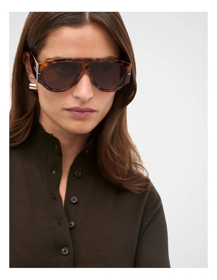 Rhi Shield Sunglasses in Dark Tort image 2