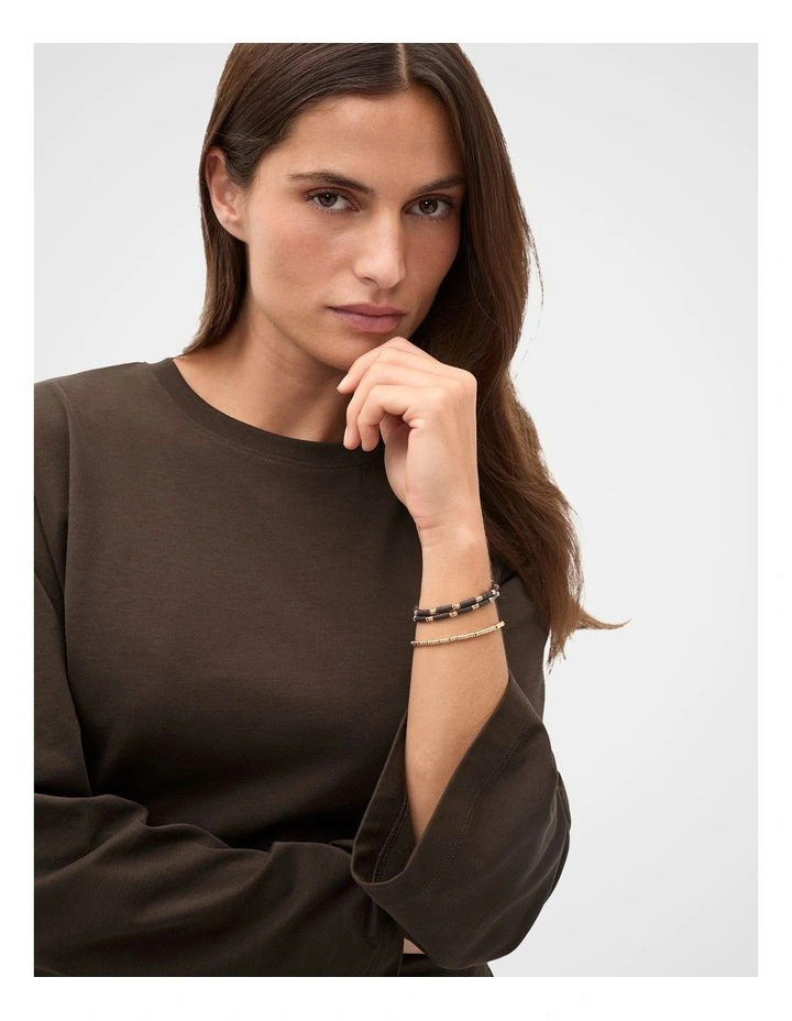 Stretch Bead Bracelet in Coffee Bean image 2