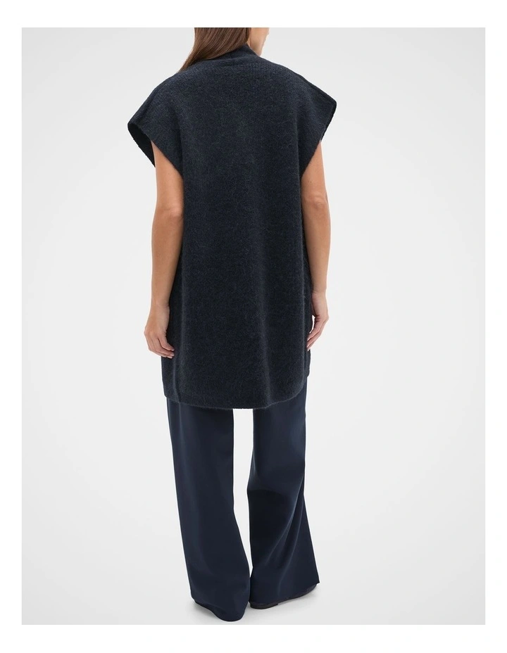 Rib Knit Mid Length Poncho in Twilight Blue image 2
