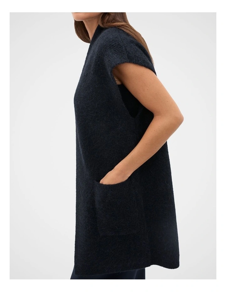 Rib Knit Mid Length Poncho in Twilight Blue image 3