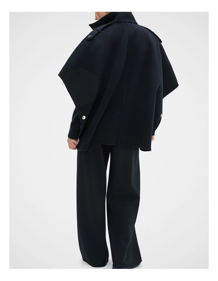 Wool Trench Cape in Blue image 2