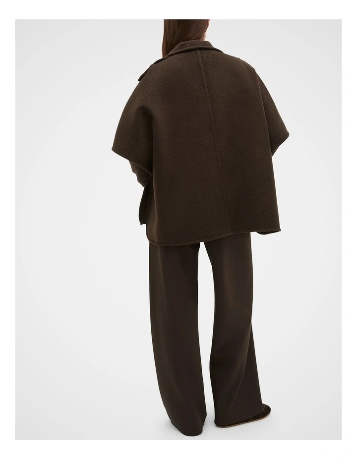 Wool Trench Cape in Brown image 2