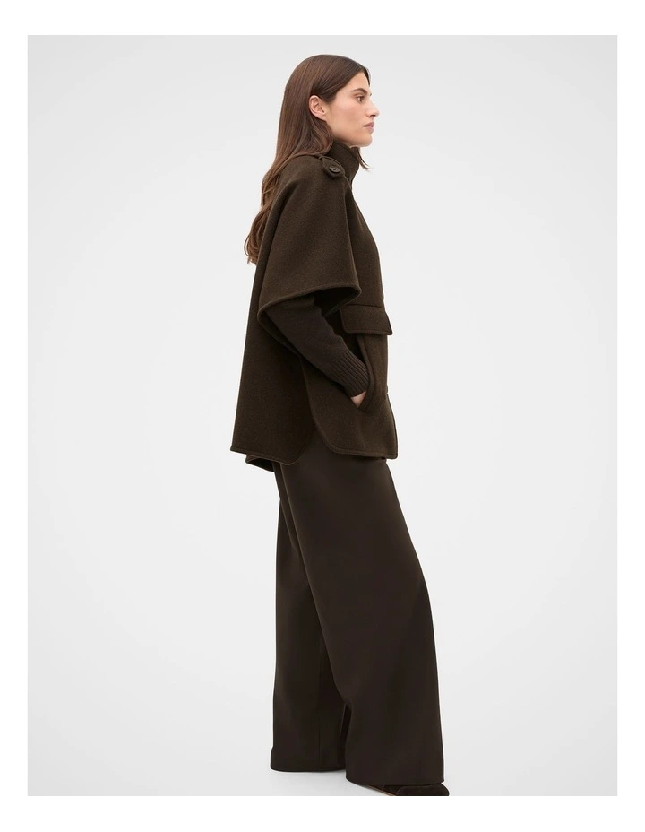 Wool Trench Cape in Brown image 3
