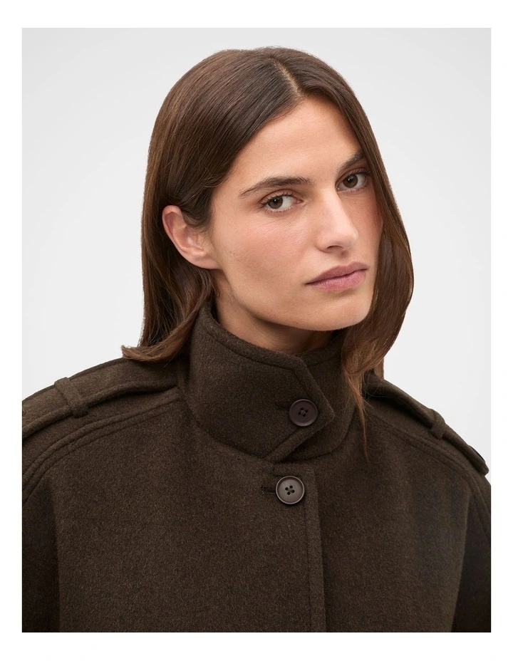 Wool Trench Cape in Brown image 4