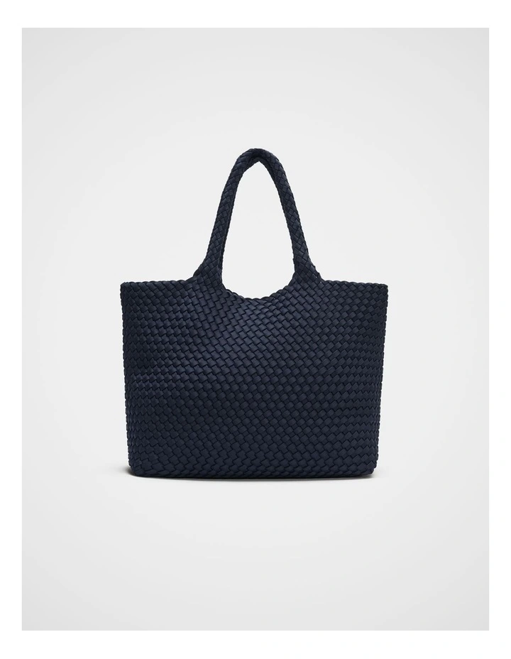 Woven Textured East West Tote in Twilight Blue image 1