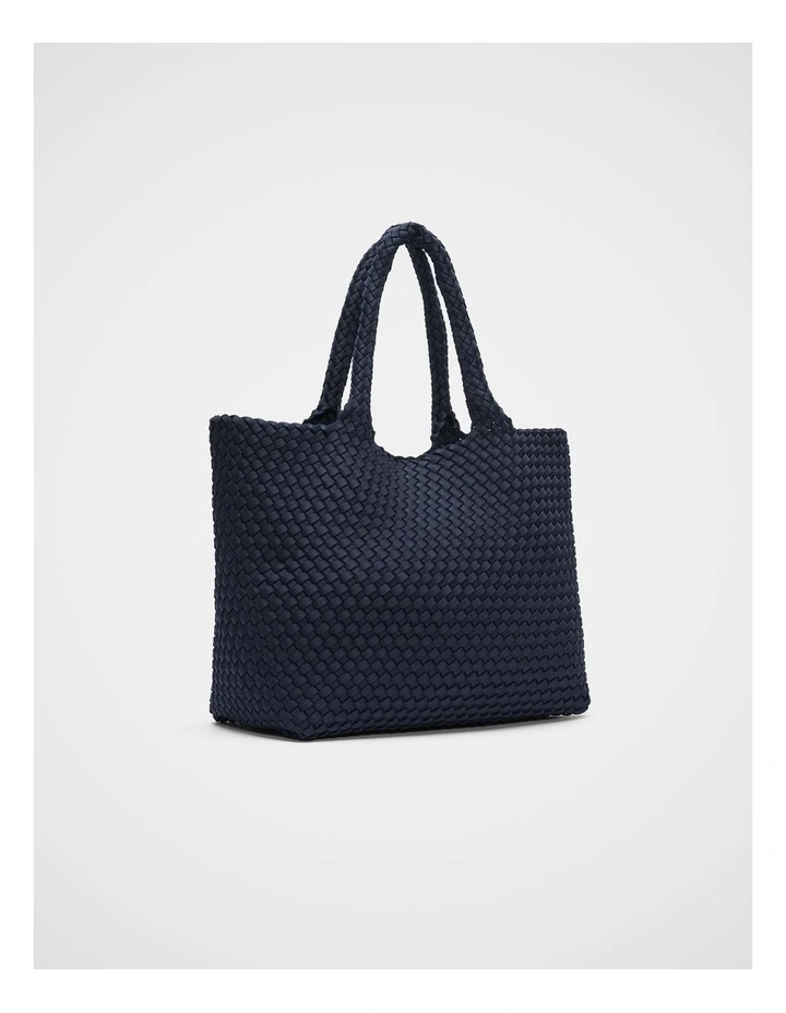Woven Textured East West Tote in Twilight Blue image 3